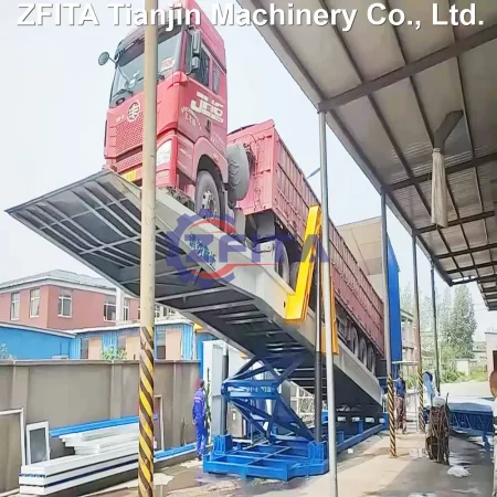 ZFITA hydraulic truck dumping platform unloading soybean meal and DDGS