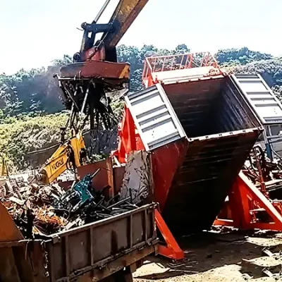 container tilter for scrap metal industry